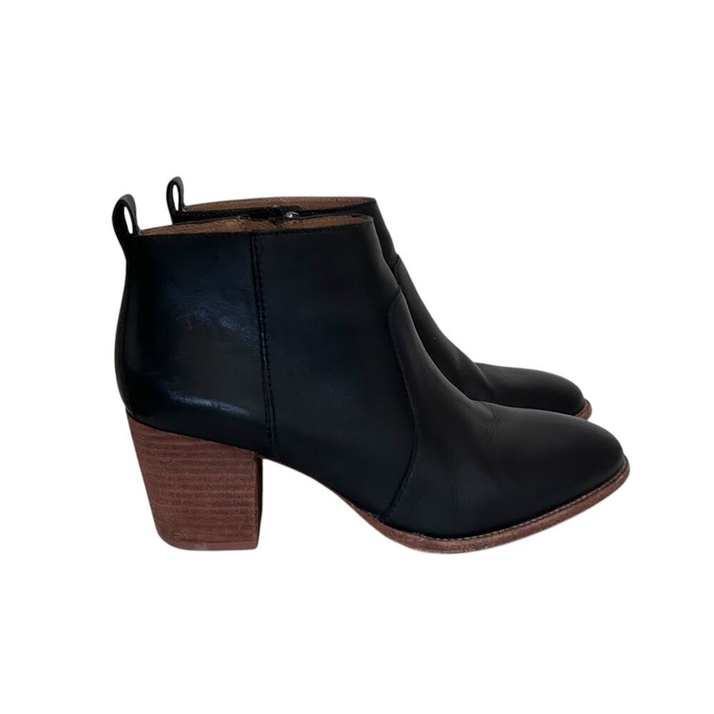 Madewell The Brenner Boot Leather Block Heel Ankle Shaft Almond Toe Black 8